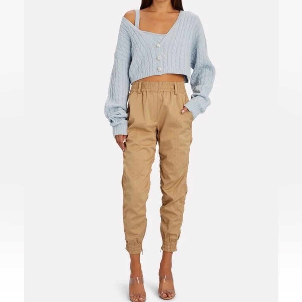 INTERMIX 10 Crosby Derek Lam Elastic Waistband Tapered Cuffs Tan Joggers